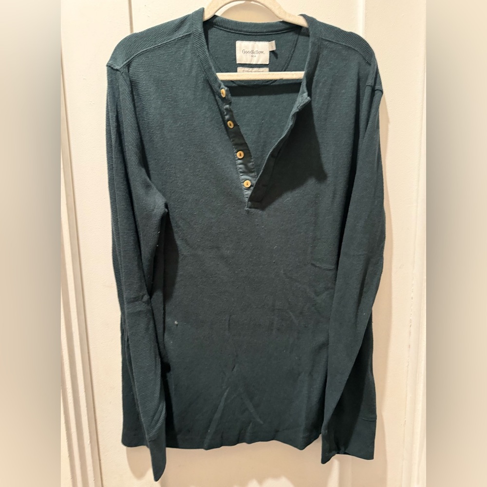 Goodfellow & Co Men's Dark Teal Long Sleeve Henley